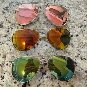 Assorted Reflective Colored Aviator Sunglasses